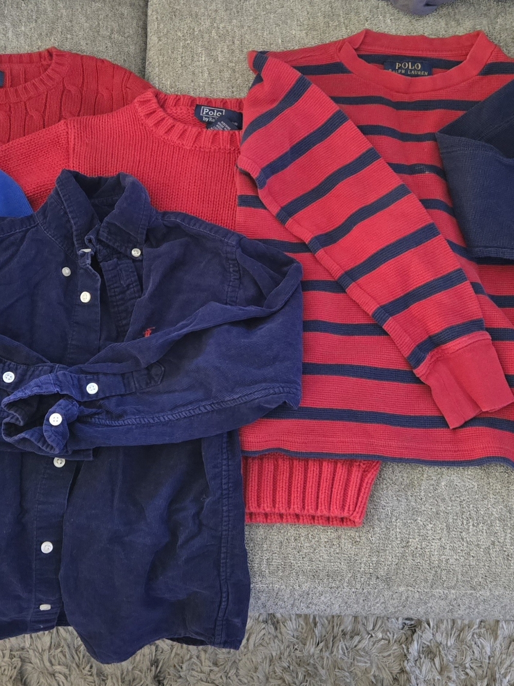 Polo by Ralph Lauren Red & Navy Striped Kids Long-Sleeve Shirt